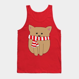 Kitty in Candy Cane Scarf Tank Top